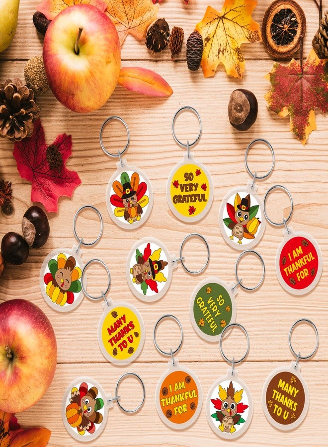 بيومي مجموعة سلاسل مفاتيح ديك رومي عيد الشكر من بيومي - 24 قطعة، سلاسل مفاتيح أكريليك ملونة، مجموعة حلقات مفاتيح دائرية للأطفال، بطاقات تلوين، هدايا للمدرسة والفصل الدراسي والحفلات والأنشطة - Image 5